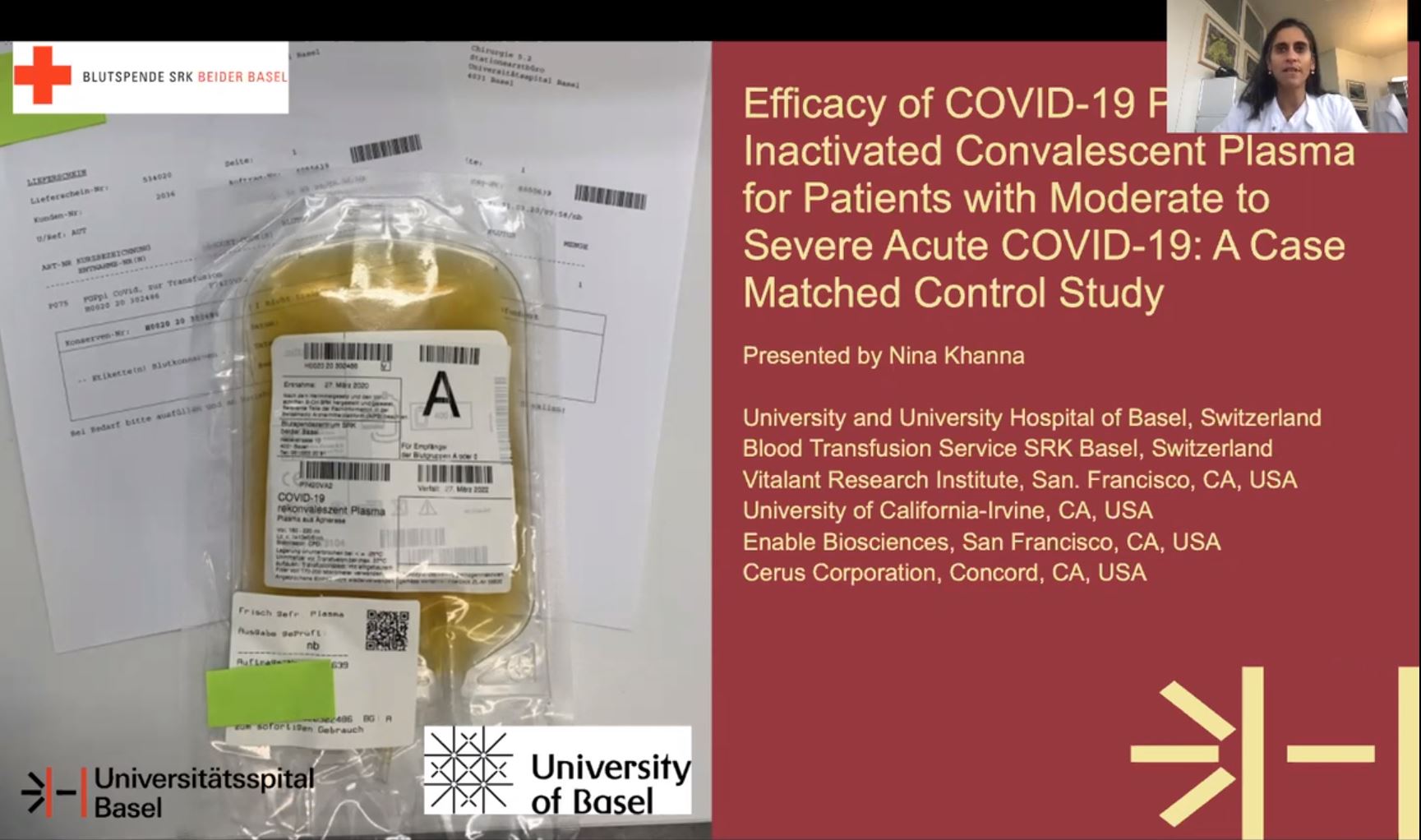 Dr. Nina Khanna  - PI Convalescent Plasma Study